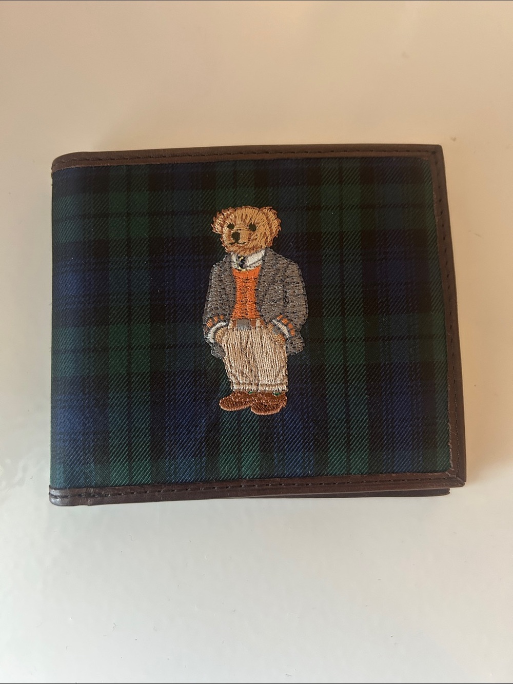 Polo by Ralph Lauren Green & Blue Tartan Bear Bi-Fold Wallet